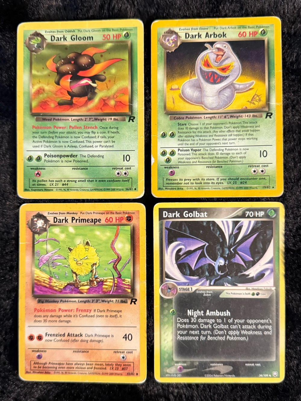 Pokémon Vintage Team Rocket Dark Pokémon Lot of 4
